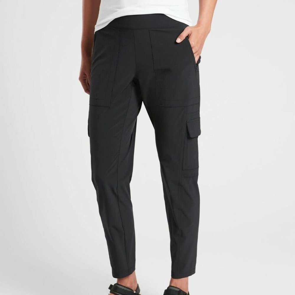 Athleta | Chelsea Cargo Pant High Rise Pull-On Jogger Pants Black Size 14